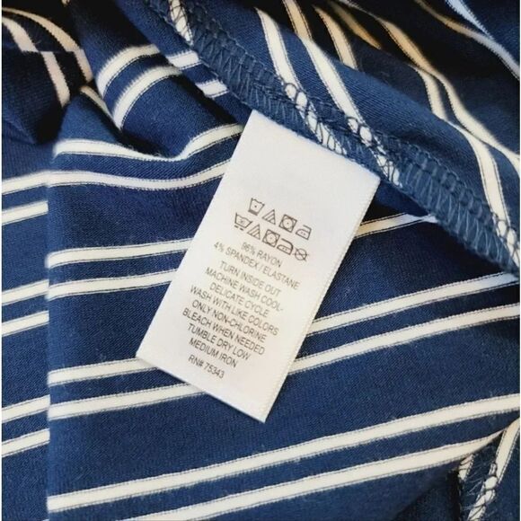 Adrienne Vittadini Striped Soft Jersey Knit Faux Wrap Skirt in Navy/White Size S - Picture 6 of 7